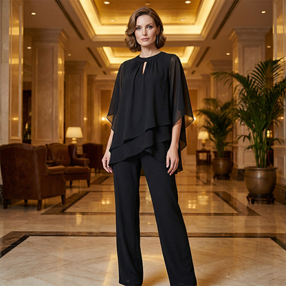 Giannina | Completo con Camicia Asimmetrica a Strati e Pantaloni Ampi
