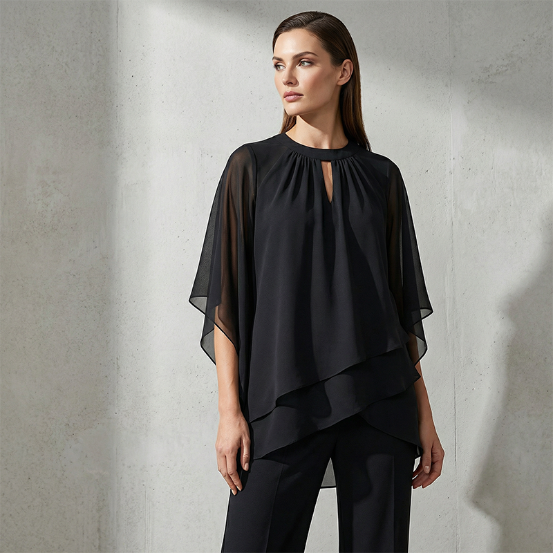 Giannina | Completo con Camicia Asimmetrica a Strati e Pantaloni Ampi