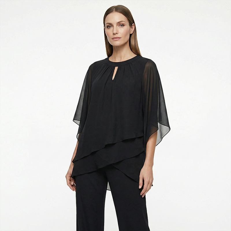 Giannina | Completo con Camicia Asimmetrica a Strati e Pantaloni Ampi